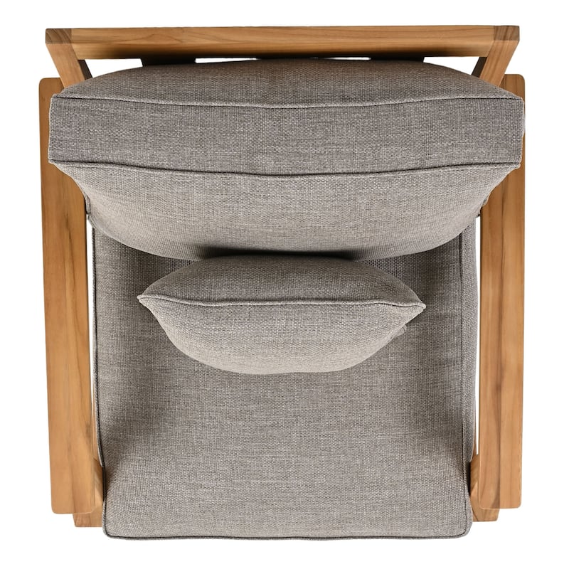SAFAVIEH Couture Freida Wood Patio Arm Chair - 31.4" W x 35.6" L x 32.6" H - 31"W x 36"D x 33"H