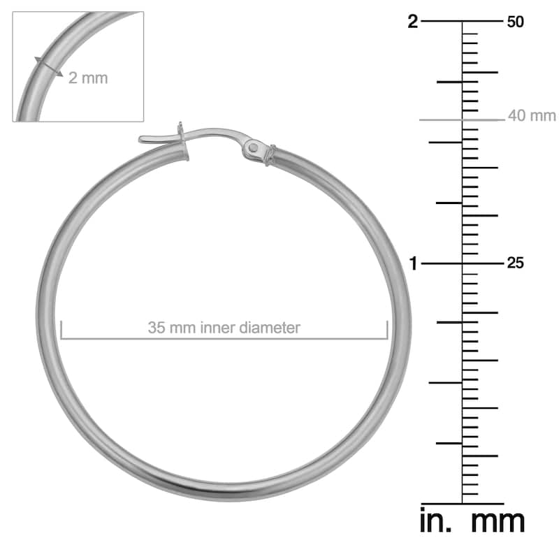 Fremada 14k Gold 2x35 milimeter Polished Tube Hoop Earrings