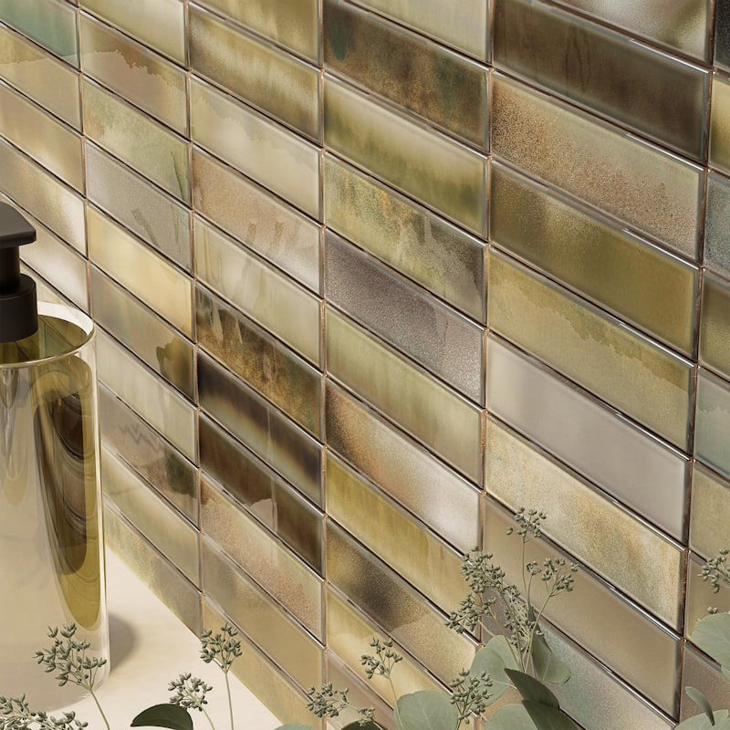Merola Tile Borealis Green 5-7/8" x 11-3/4" Ceramic Wall Tile