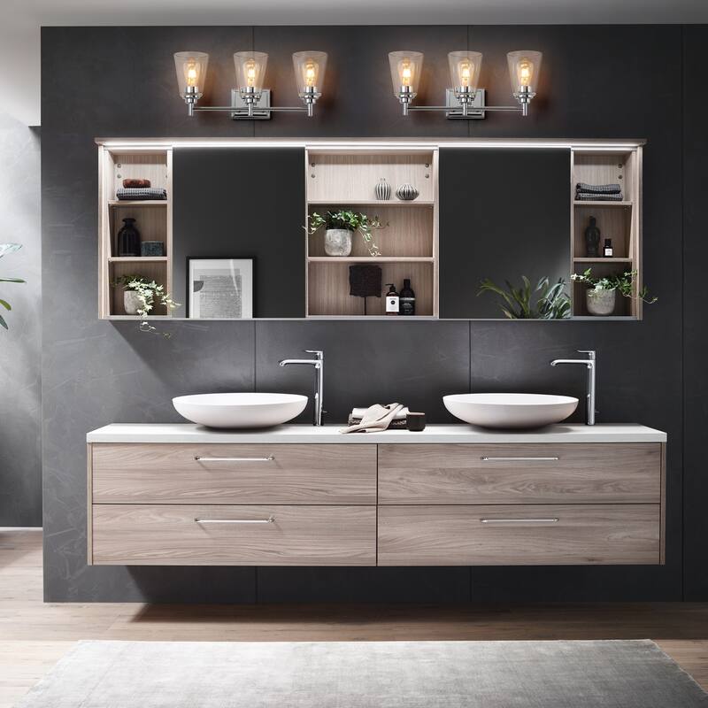 3-Light Chrome Vanity Light All-In-One Vanity Light Set