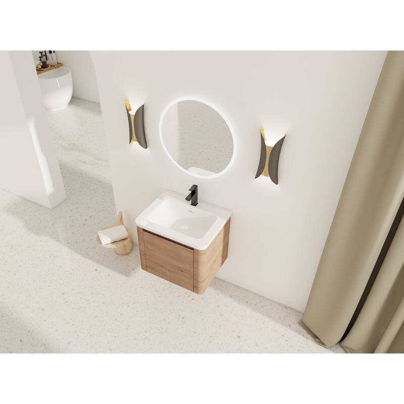 Wall-Mounted Bathroom Vanity with Ceramic Sink
