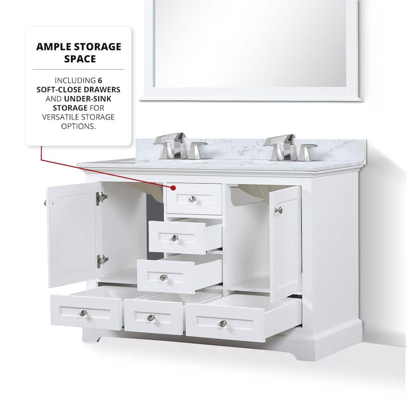 Dukes 48 in. W x 22 in. D White Double Bath Vanity