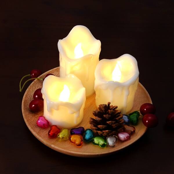 Shop 3pcs Set Led Flameless Candles Battery Operated Smokeless Wax