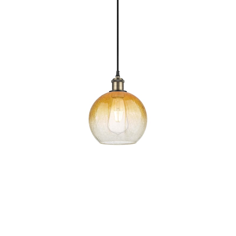 Innovations Lighting 516-1P-11-8 Brookhaven Globe Pendant Brookhaven - Black Antique Brass / Amber