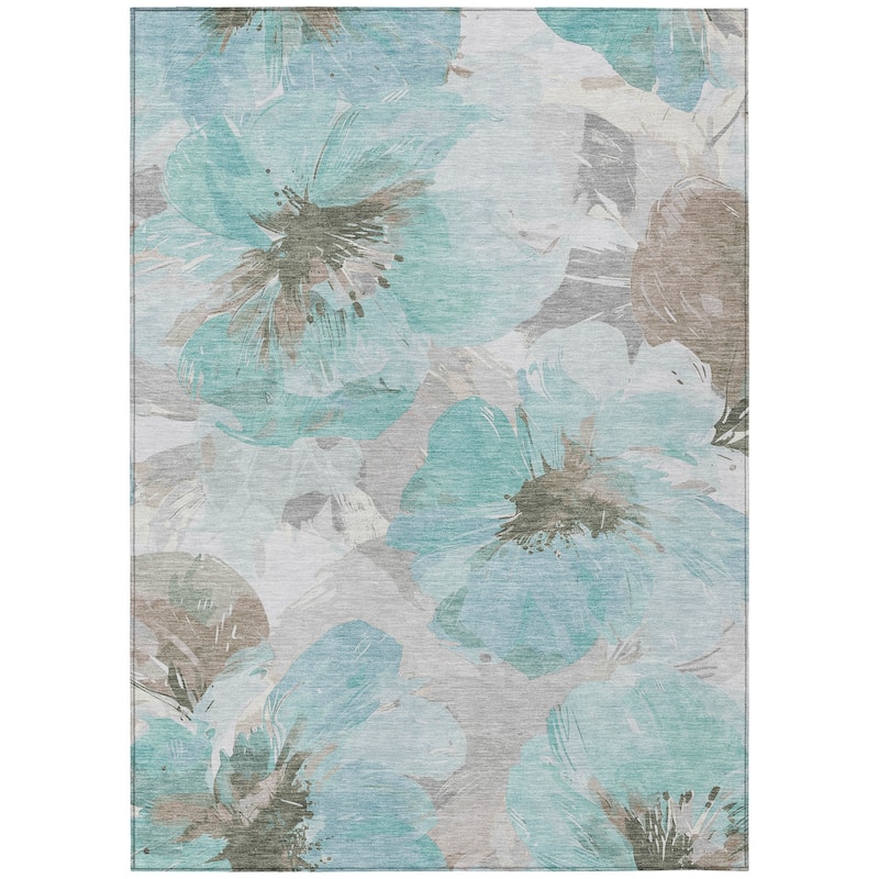 HomeRoots Floral Transitional Rectangle Outdoor Rug