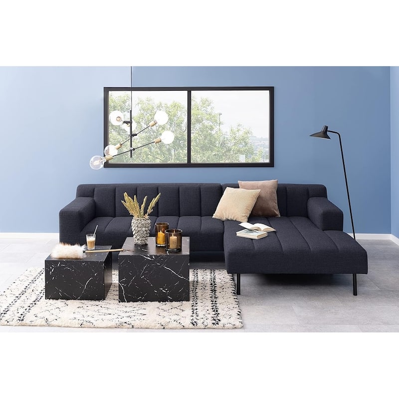 Caffoz Modern Square Faux Marble Nesting Coffee Tables - Set of 2 - Black