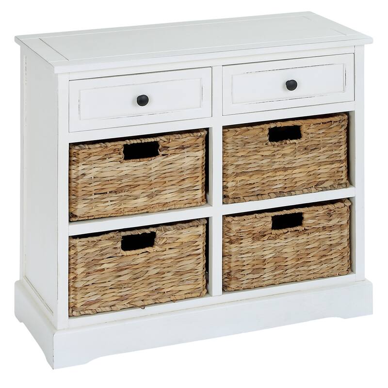 Cream, Teal, White or Brown Wood 2 Baskets and 1 Drawer Storage Unit - 16 x 13 x 28