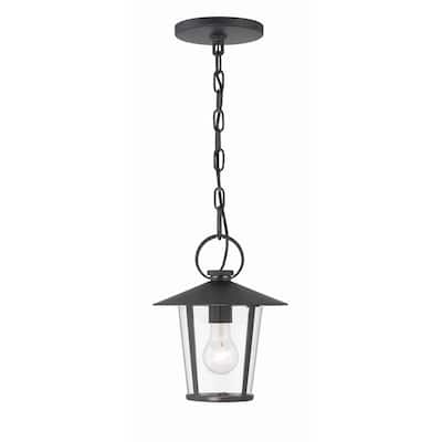 Andover 1 Light Matte Black Outdoor Chandelier - 9"W x 11"H