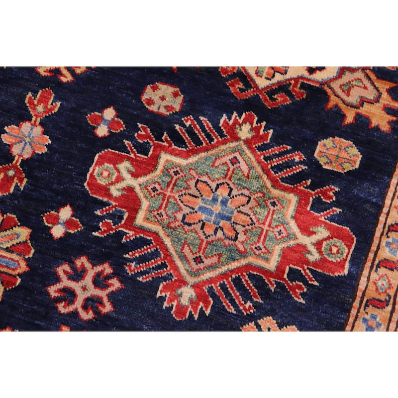 Caucasian Super Kazak Ashanti Blue/Red Hand Knotted Wool Rug - 8'2'' x 10'4''