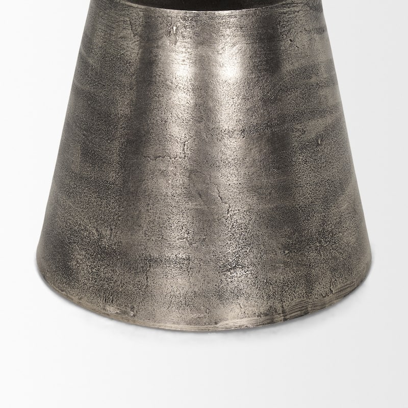 Bobbi Textured Polished Nickel Cast Aluminum Metal Accent Table - 20.0L x 20.0W x 20.5H