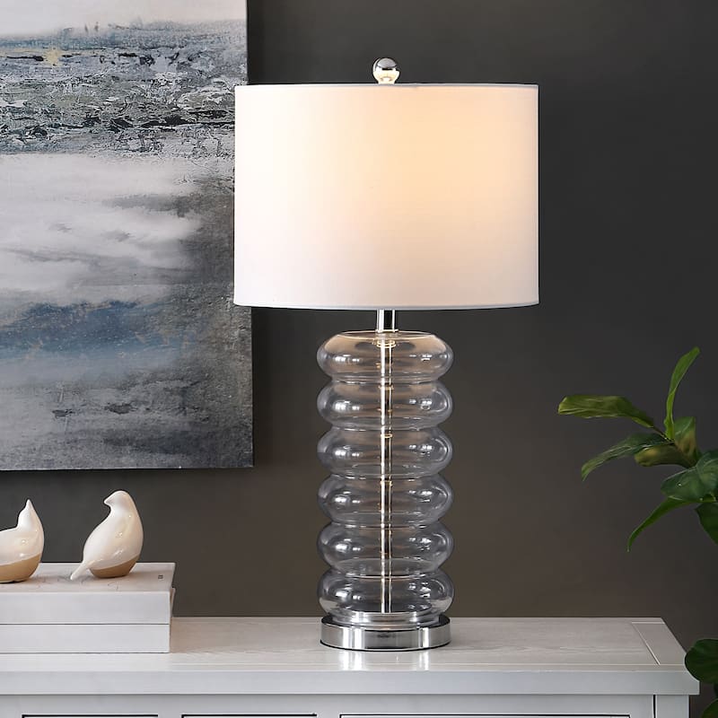 SAFAVIEH Lighting Carolanne 26.5-inch Glass Table Lamp - 14" x 14" x 26.5" - 14Wx14Dx27H