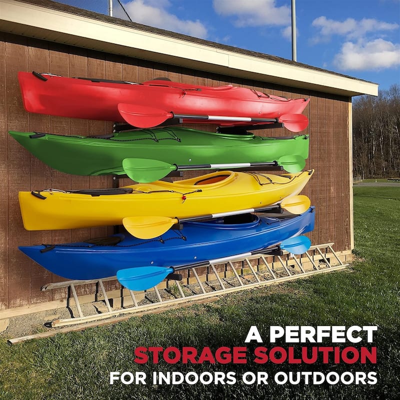 RaxGo Wall Kayak Storage Rack with Adjustable Heavy Duty Arms for Secure Indoor Garage Mount