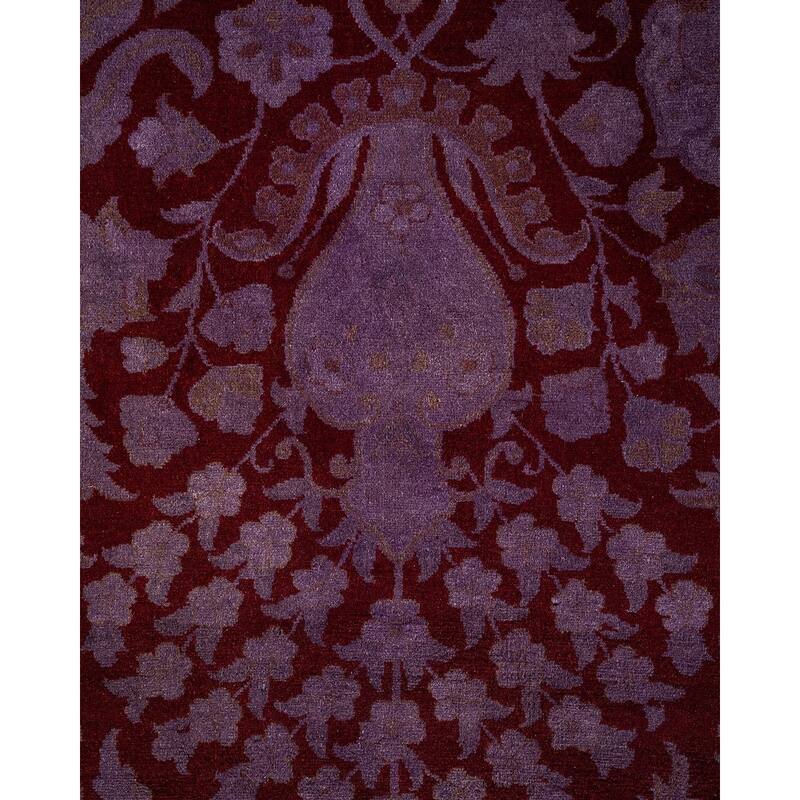 Overton Hand Knotted Wool Vintage Inspired Modern Contemporary Overdyed Red Area Rug - 9' 0" x 12' 3"