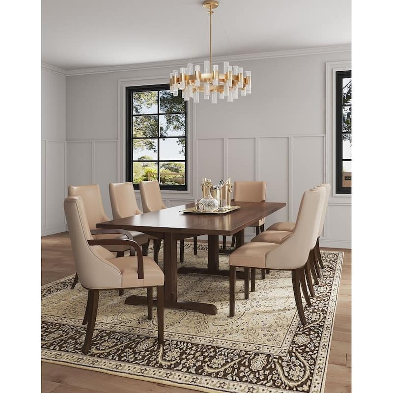 Manhattan Comfort Shubert Multi Piece Modern Faux Leather and Velvet Dining Chair Set