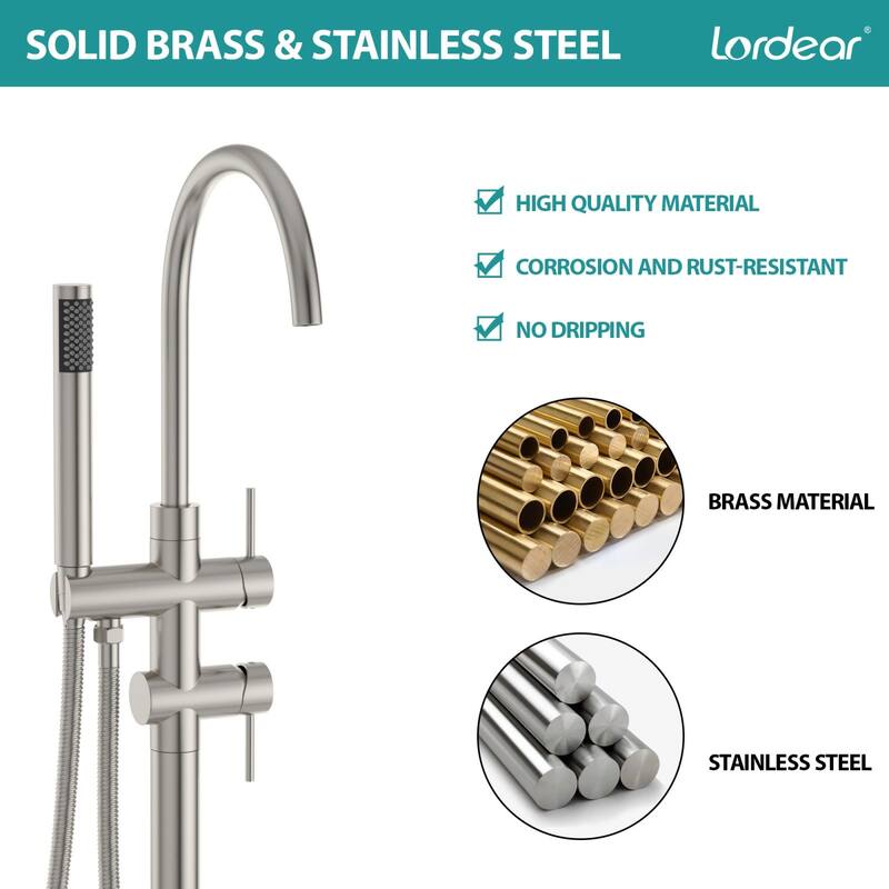 Lordear Bathtub Faucet Tub Filler Swivel Faucet with Hand Shower, Swivel Spout