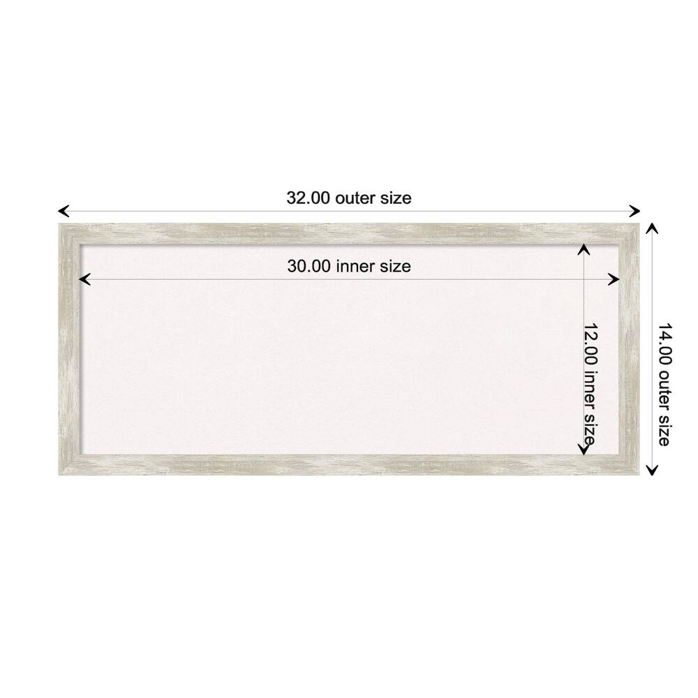 Crackled Metallic Narrow Framed White Corkboard Bulletin Board