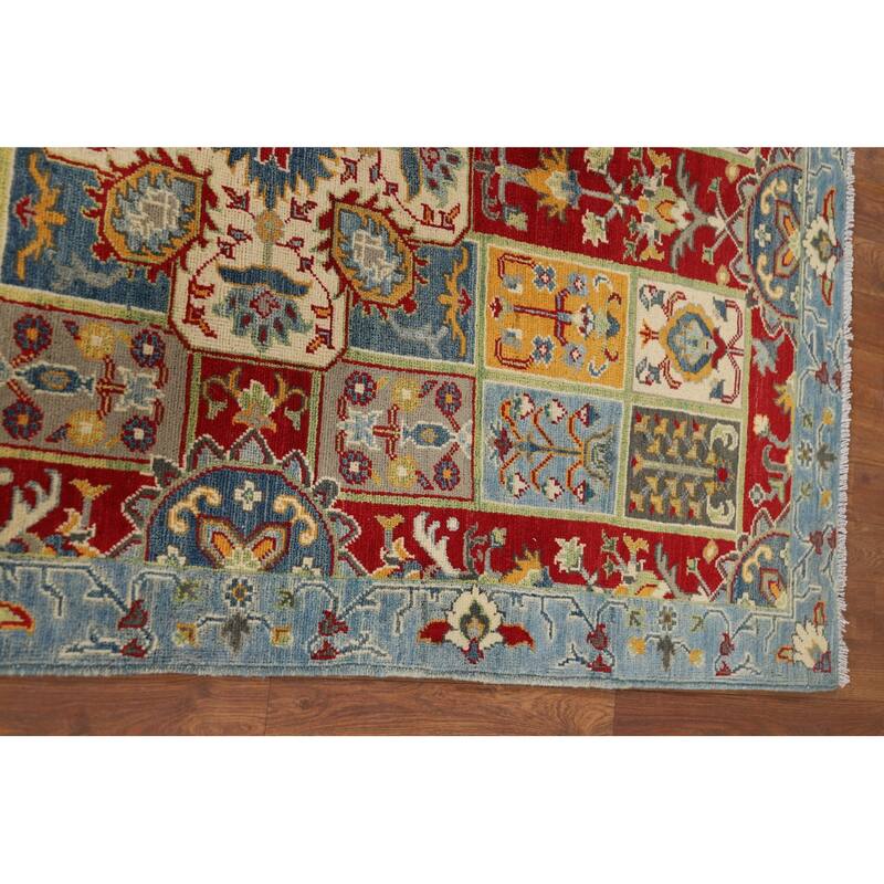 Garden Design Kazak Accent Rug Hand-Knotted Blue Wool Carpet - 4'0" x 5'10"
