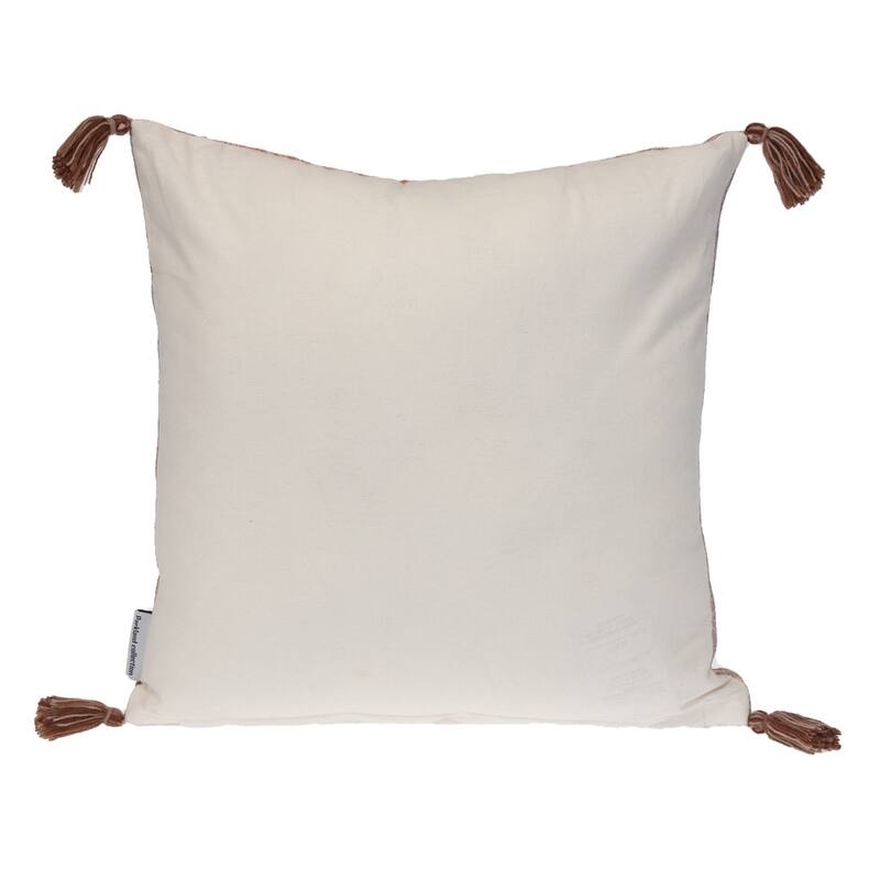 Striped Square Pillow with Tassels - 18" - Pink and Orange