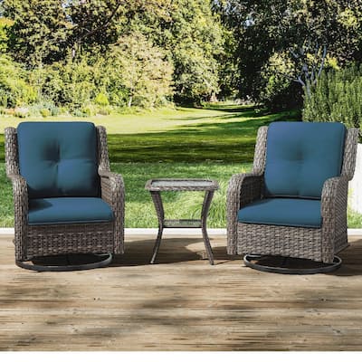 Wicker Patio Furniture Set - 3 Piece Rattan Outdoor Sectional Conversation Sets 2 Piece Chairs and 1 Side Table