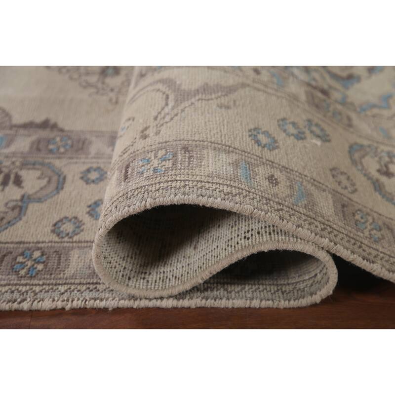 Vintage Distressed Muted Tabriz Persian Rug Handmade Wool Carpet - 6'6" x 9'7"
