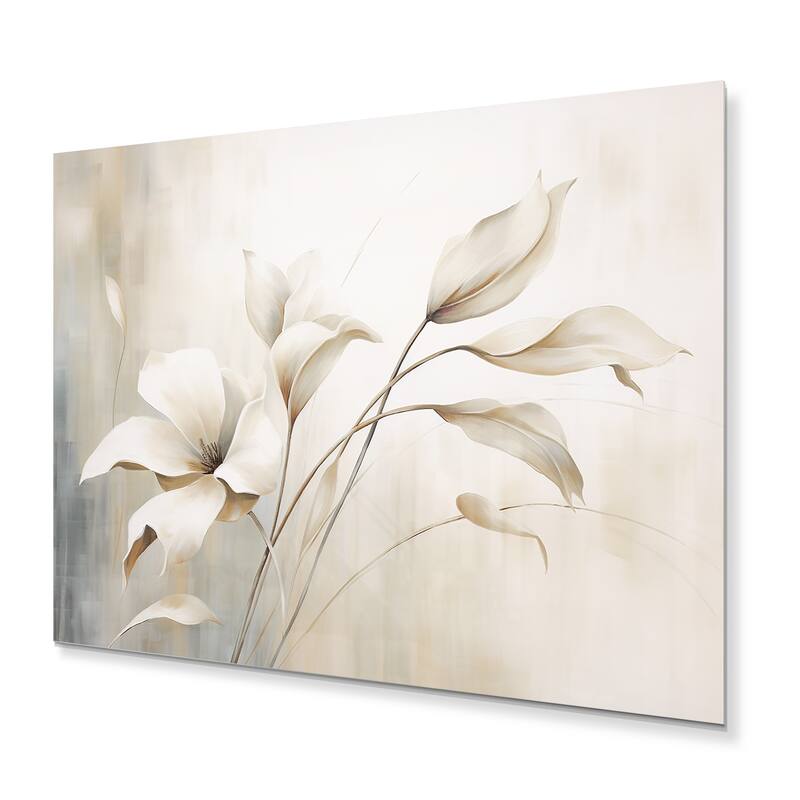 Designart "White Botanical Elegance III" Abstract Botanicals Metal Wall Decor