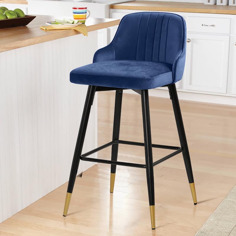 Modern Velvet Upholstered Swivel Counter/ Bar Stools Set of 2/4