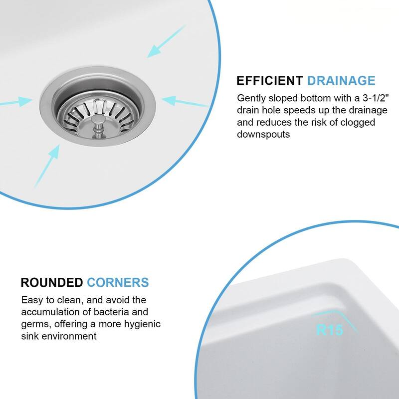 Lordear 33" Kitchen Sink Quartz Composite Undermount Workstation Single Bowl with Accessories