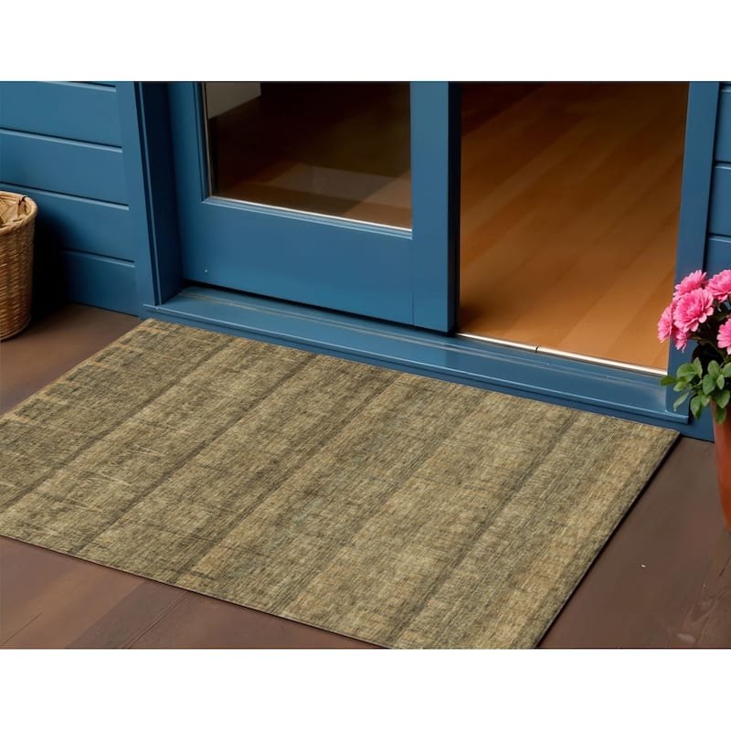 HomeRoots Striped Transitional Rectangle Outdoor Rug - 3' x 5'
