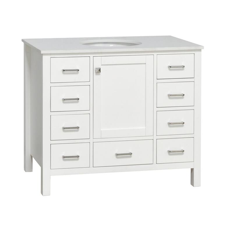 KitchenBathCollection Horizon 42" Bathroom Vanity with Engineered White Top