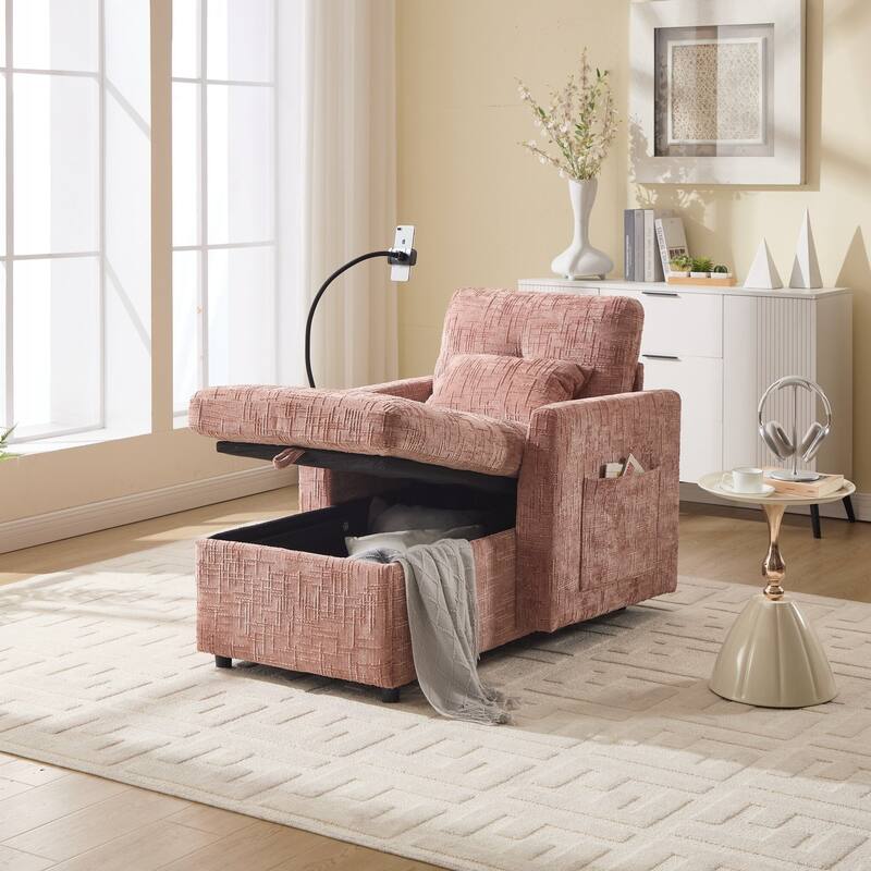 Multifunctional Lazy Person Sofa Recliner can be Stored Storage Backrest with Cell Phone Bracket Single Leisure Chair