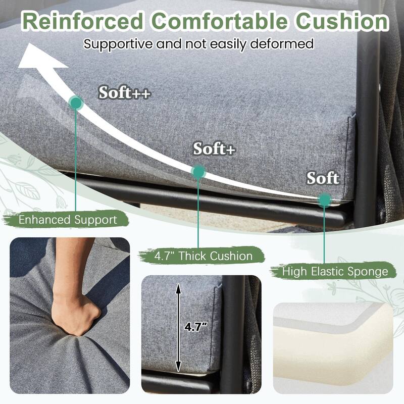 EROMMY 3-Piece Patio Furniture Set with Coffee Table, Outdoor Deep Seating Armchairs with Thick Cushions