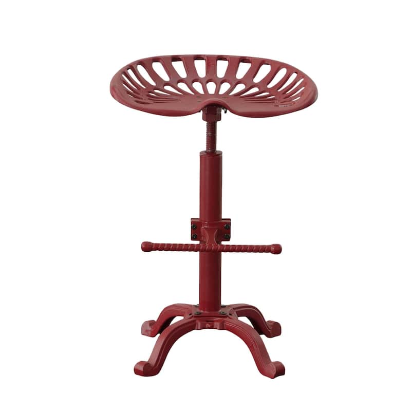 Adjustable Iron Tractor Seat Barstool - Red