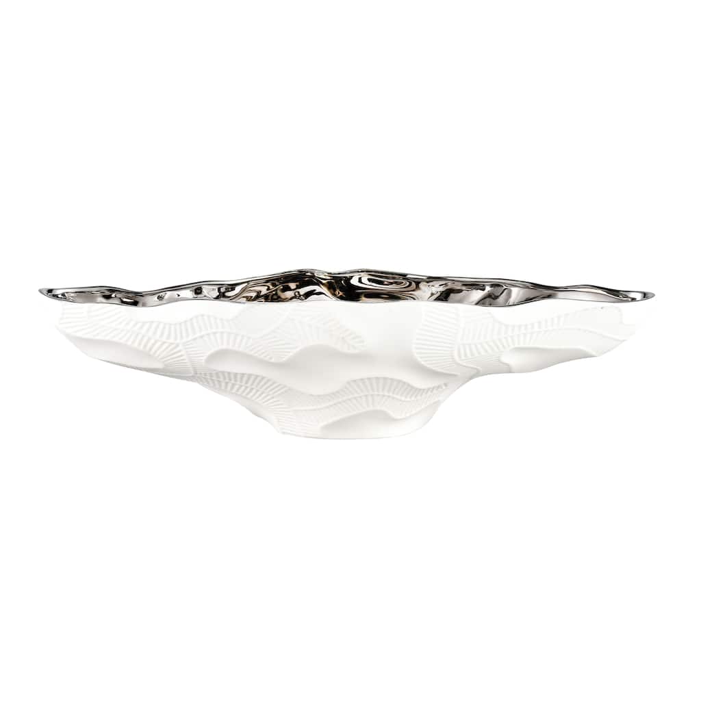 Atlas Mabley Matte White and Glazed Silver Earthenware Bowl