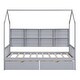 preview thumbnail 26 of 30, Twin Size House Bed with 2 Drawers & Storage Shelf, Wooden Low Platform Bedframe Daybed with Roof for Kids, Teens, Girls, Boys