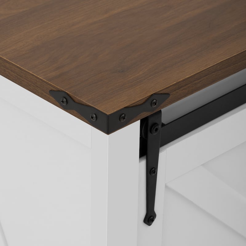 Sideboard with Sliding Barn Doors & 4 Storage Drawers, Wood Buffet Cabinet Table with Power Outlet & Adjustable Shelves