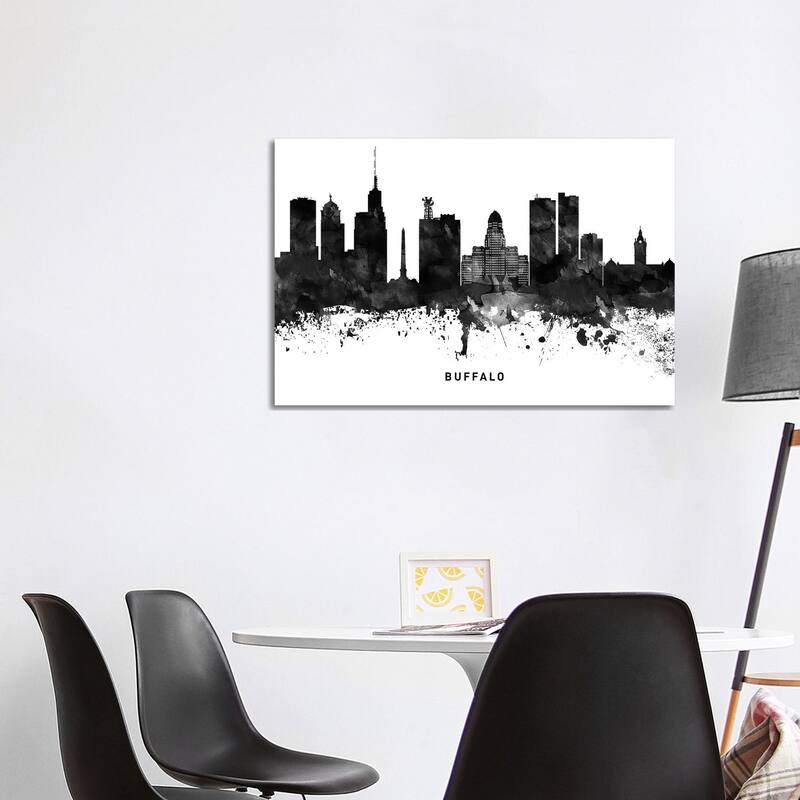 iCanvas "Buffalo Skyline Black & White" by WallDecorAddict Canvas Print - 26x40x1.5