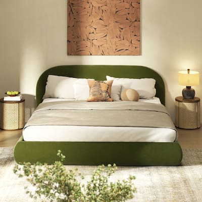 Archie Mid-Century Modern Velvet Upholstered Arched Platform Bed