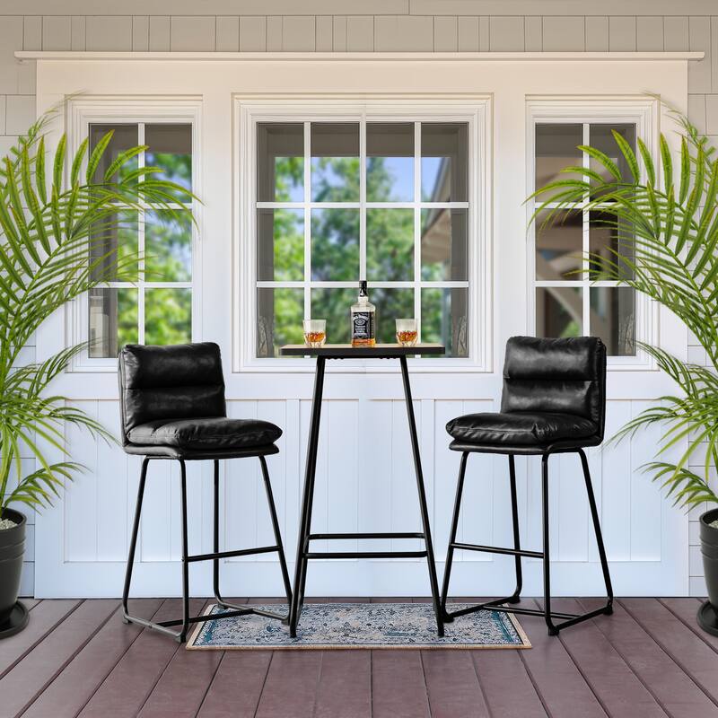 Glitzhome Industrial Modern Set of 3 Pub Table Set with 41"H Square Bar Table and Stools