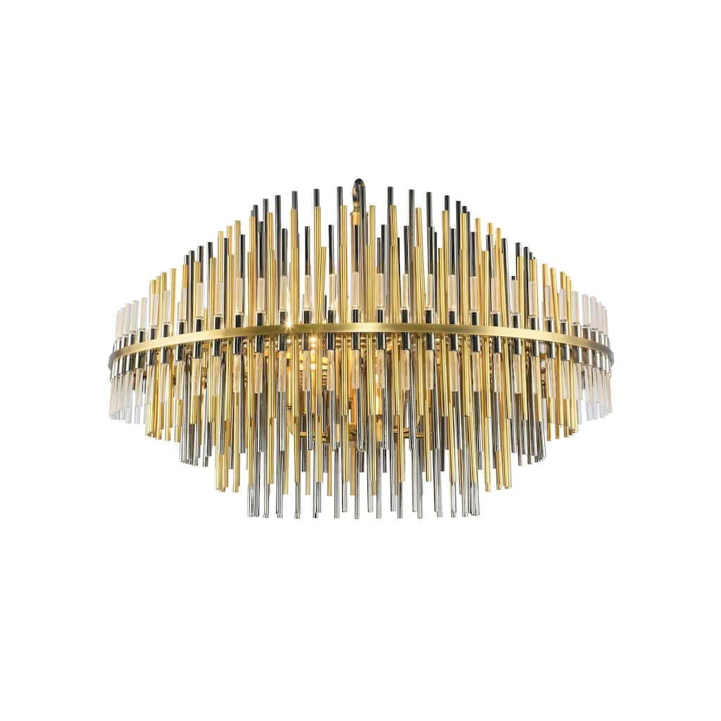 Gold Metal Ceiling Fixture With Pearl Black Hardware