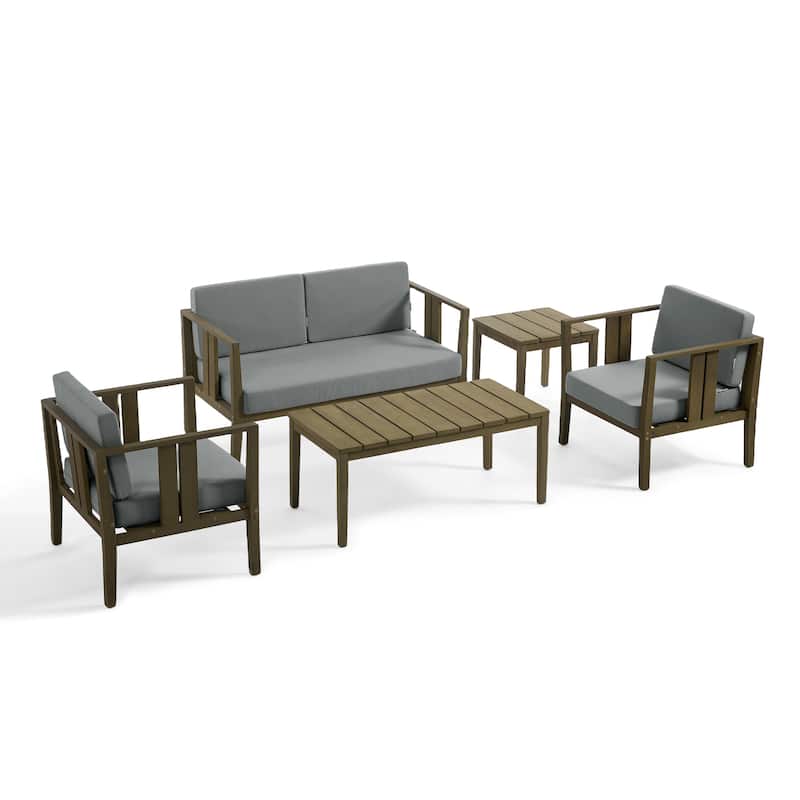 5-Piece Teak Wood Outdoor Conversation Set