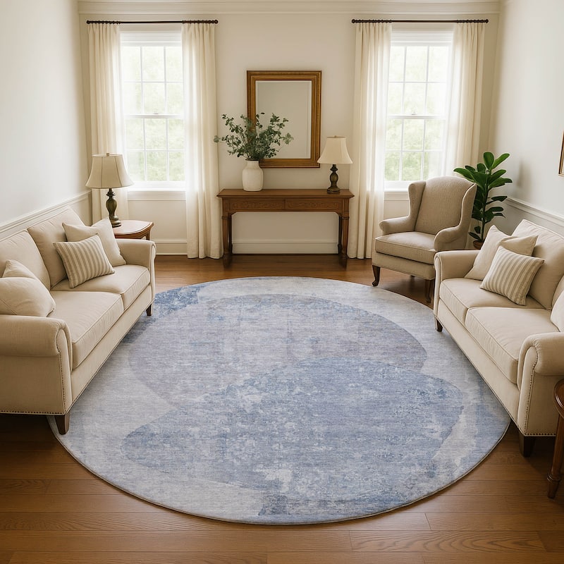 Premium Washable Super Soft Abstract Modern Mayfield Rug - Sky - 8' x 8'