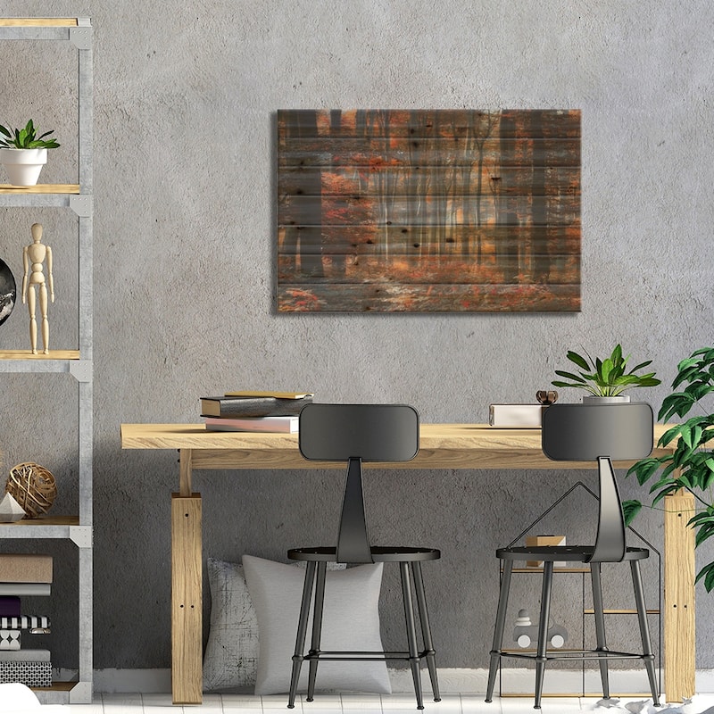 Painting Forest Print On Wood by Ildiko Neer - Multi-Color