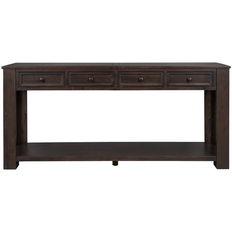Rustic Chic Console Table with 4 Drawers & Bottom Shelf