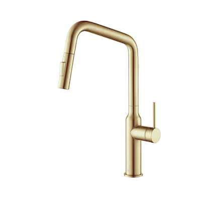 Brass High Arc Single Lever Kitchen Faucet with Pull Down Sprayer