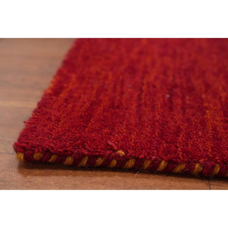 Hand Knotted Oriental 100% Wool Carpet Tribal Animal Pictorial Red Gabbeh Area Rug - 11' 9'' X 9' 1''