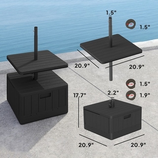 Outsunny Weighted Umbrella Stand with Table Tray, Heavy Duty Patio ...