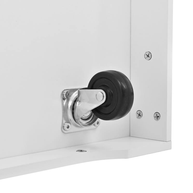 GDF Studio - Modern Extendable Kitchen Island Cart with Power Outlet, Storage Cabinet, and 5 Locking Wheels - 47"x18"x36"