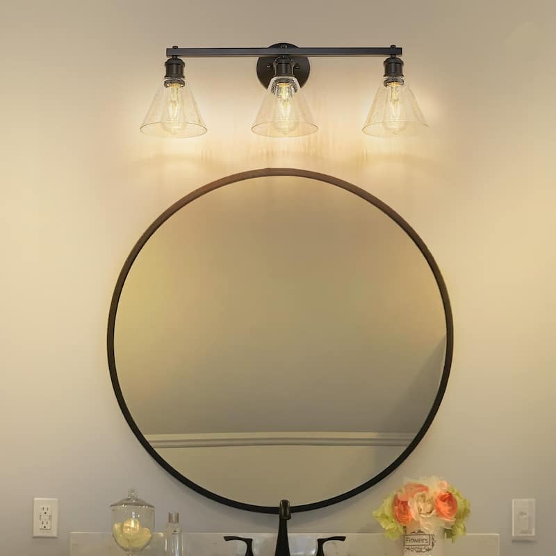 26 Inch Matte Black Bathroom Lights Over Mirror