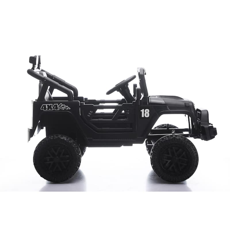12V Kids Electric Off-Road Car with Remote Control, Ride on Car Black Battery Powered Electric Car with LED Lights