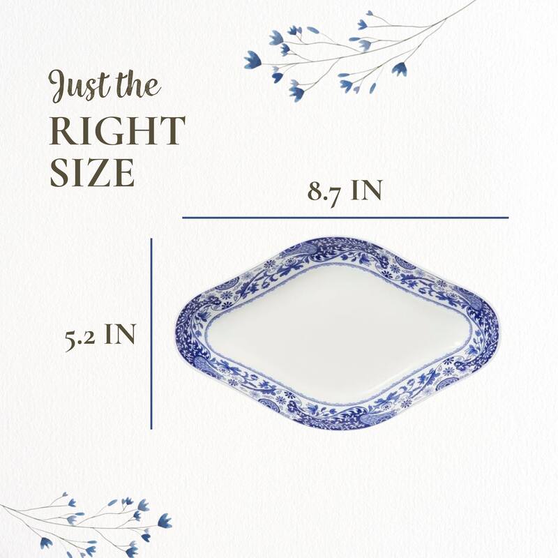 Spode Blue Italian Brocato Diamond Dish - 8.5" x 5.5" H